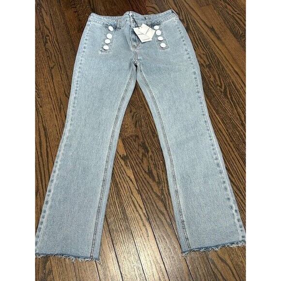 Generation Love Justine Jeans Button Fray Hem Ankle Denim Blue Size 28 NEW - Picture 2 of 11